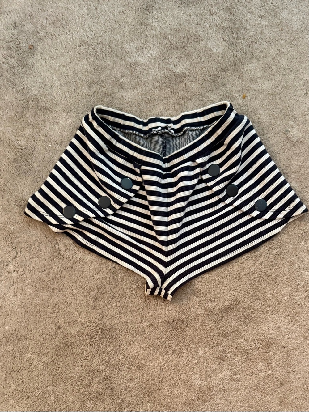 Zara Blue & White High-Waist Striped Shorts